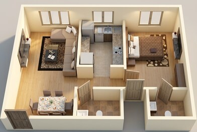 Floor plan of 1 BHK 510 Sq. Ft. Apartment in Kanakia Spaces Zen World, Mumbai