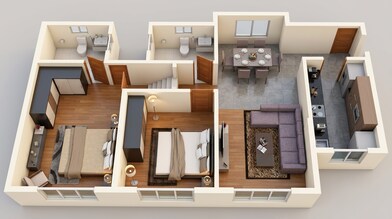 Floor plan of 2 BHK 700 Sq. Ft. Apartment in Kanakia Spaces Zen World, Mumbai
