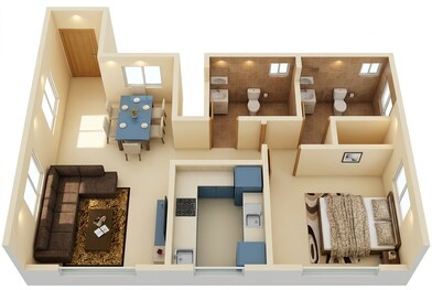 Floor plan of 1 BHK 454 Sq. Ft. Apartment in Kanakia Spaces Zen World, Mumbai