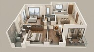 Floor plan of 2 BHK 1040 Sq. Ft. Apartment in Piramal Revanta, Mumbai