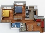 Floor plan of 2 BHK 530 Sq. Ft. Apartment in Arihant Anaika, Navi Mumbai