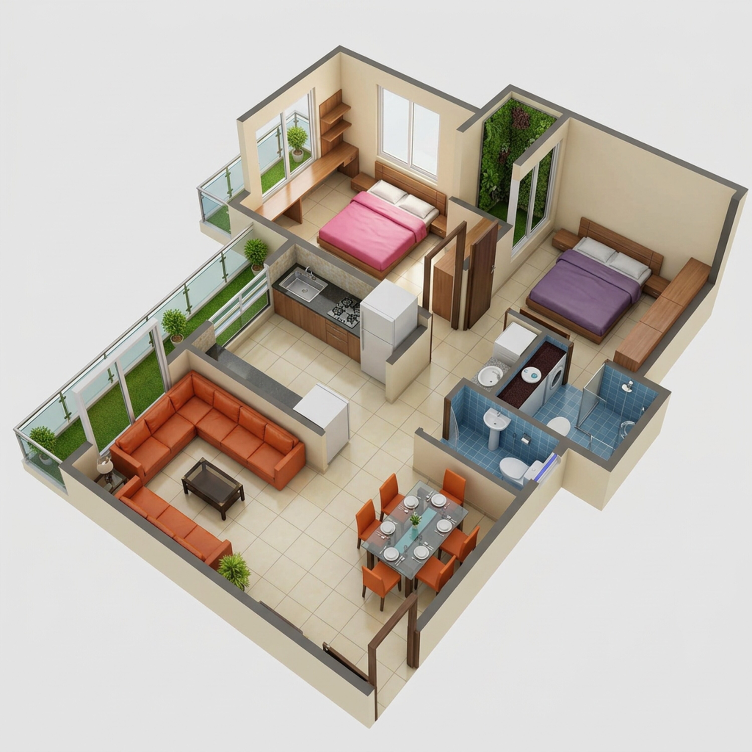 Floor plan of 2 BHK 460 Sq. Ft. Apartment in Arihant Anaika, Navi Mumbai