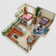 Floor plan of 2 BHK 460 Sq. Ft. Apartment in Arihant Anaika, Navi Mumbai