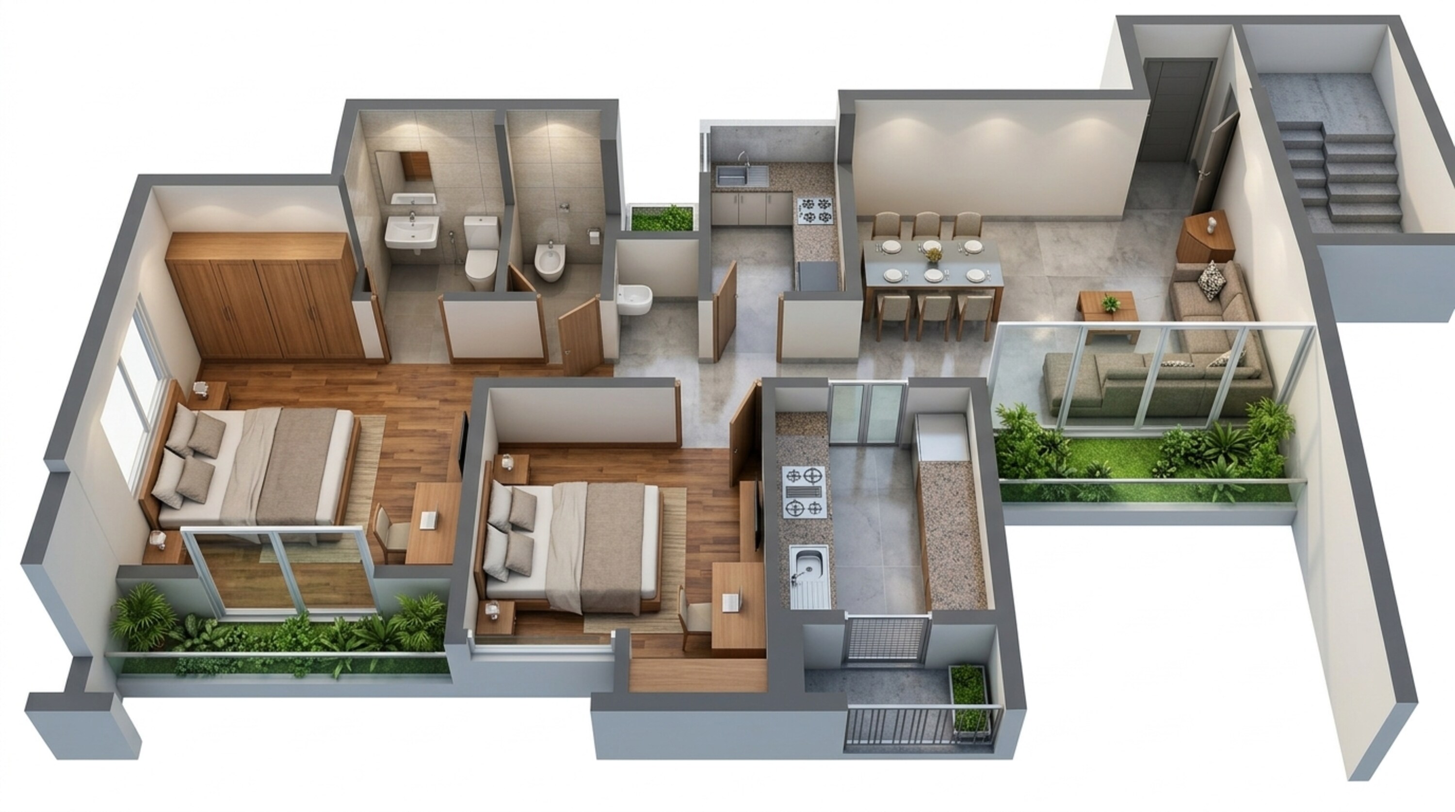 Floor plan of 2 BHK 520 Sq. Ft. Apartment in Runwal My City, Thane