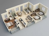 Floor plan of 3 BHK 704 Sq. Ft. Apartment in Runwal My City, Thane