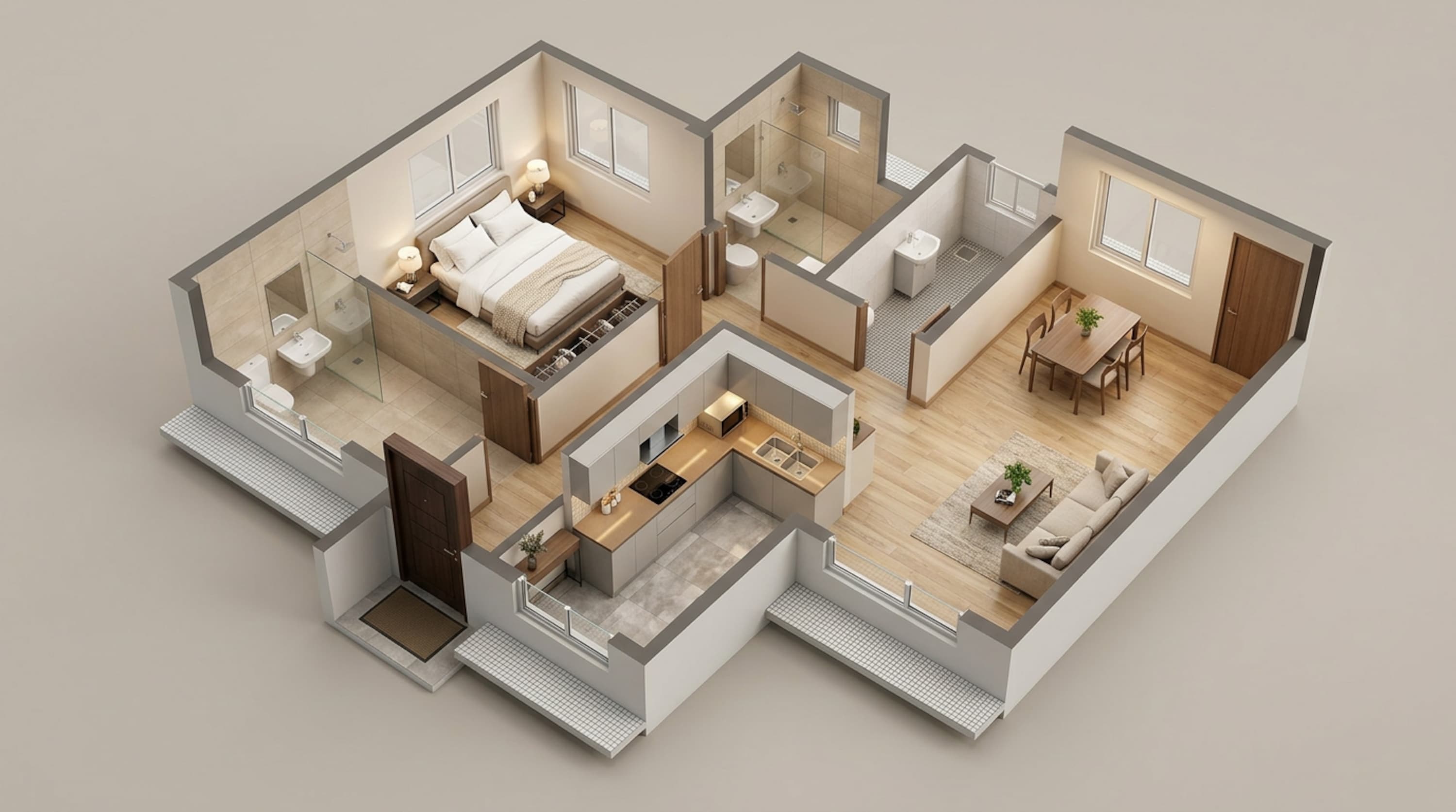 Floor plan of 1 BHK 448 Sq. Ft. Apartment in West Center Meridian Courts, Mumbai