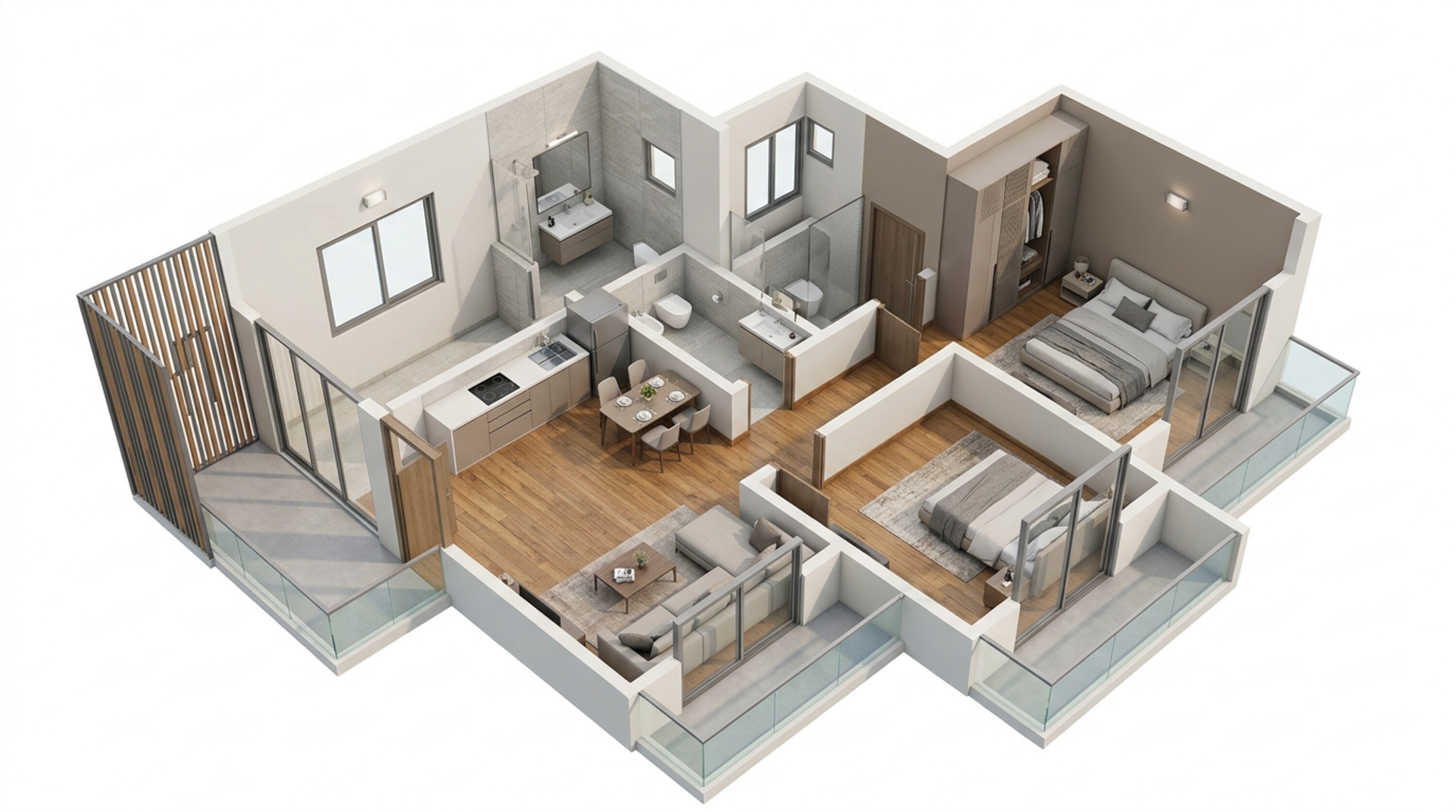 Floor plan of 2 BHK 610 Sq. Ft. Apartment in West Center Meridian Courts, Mumbai