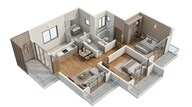 Floor plan of 2 BHK 610 Sq. Ft. Apartment in West Center Meridian Courts, Mumbai