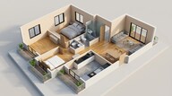 Floor plan of 3 BHK 949 Sq. Ft. Apartment in West Center Meridian Courts, Mumbai
