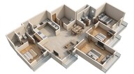 Floor plan of 4 BHK 1227 Sq. Ft. Apartment in West Center Meridian Courts, Mumbai