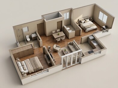 Floor plan of 2 BHK 494 Sq. Ft. Apartment in Omkar Lawns And Beyond, Mumbai
