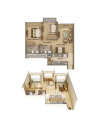 Floor plan of 2 BHK 499 Sq. Ft. Apartment in Shapoorji Pallonji Joyville, Palghar