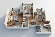 Floor plan of 2 BHK 1310 Sq. Ft. Apartment in Godrej Nature Plus, Gurgaon