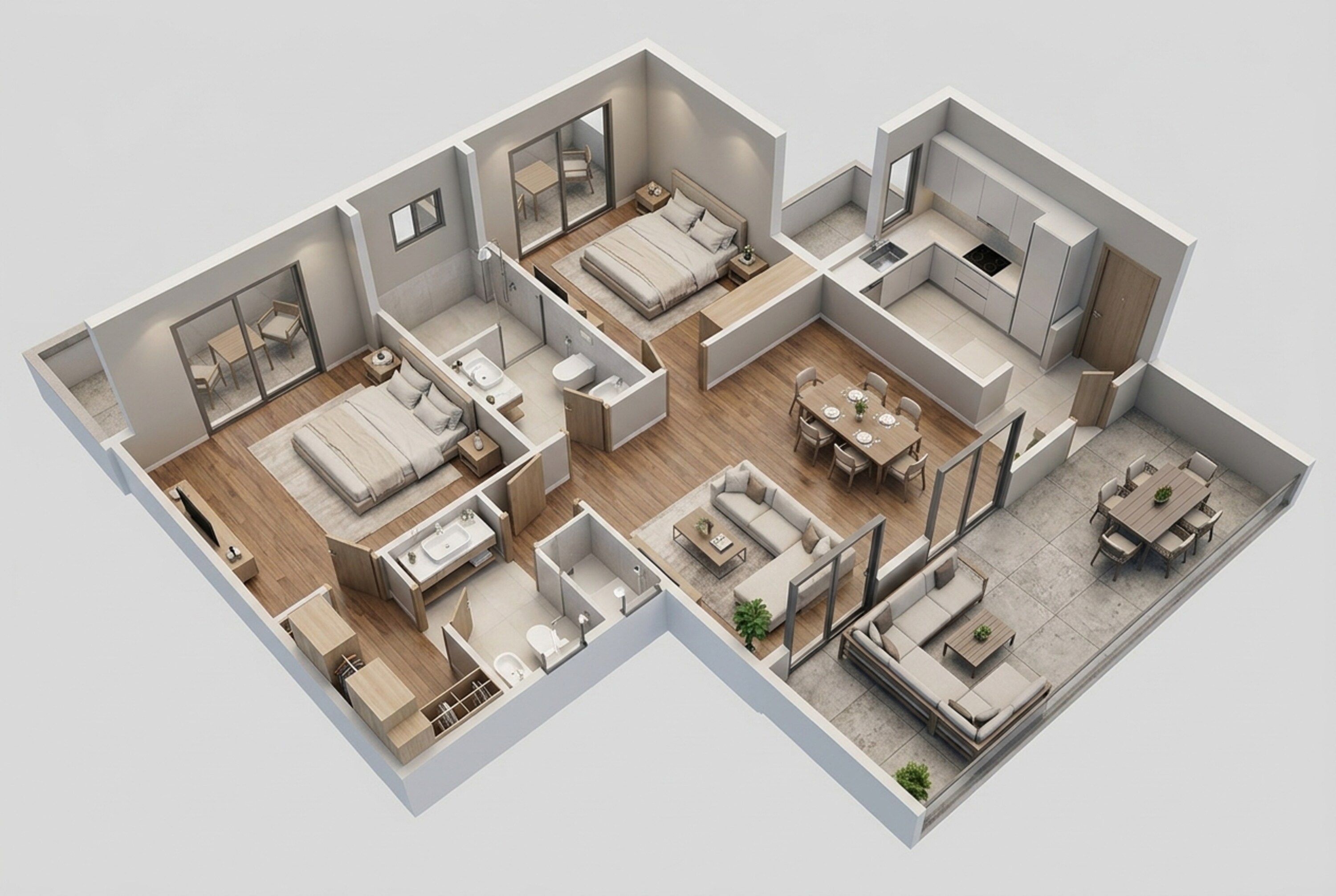 Floor plan of 2 BHK 1385 Sq. Ft. Apartment in Godrej Nature Plus, Gurgaon