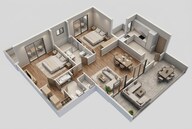 Floor plan of 2 BHK 1385 Sq. Ft. Apartment in Godrej Nature Plus, Gurgaon