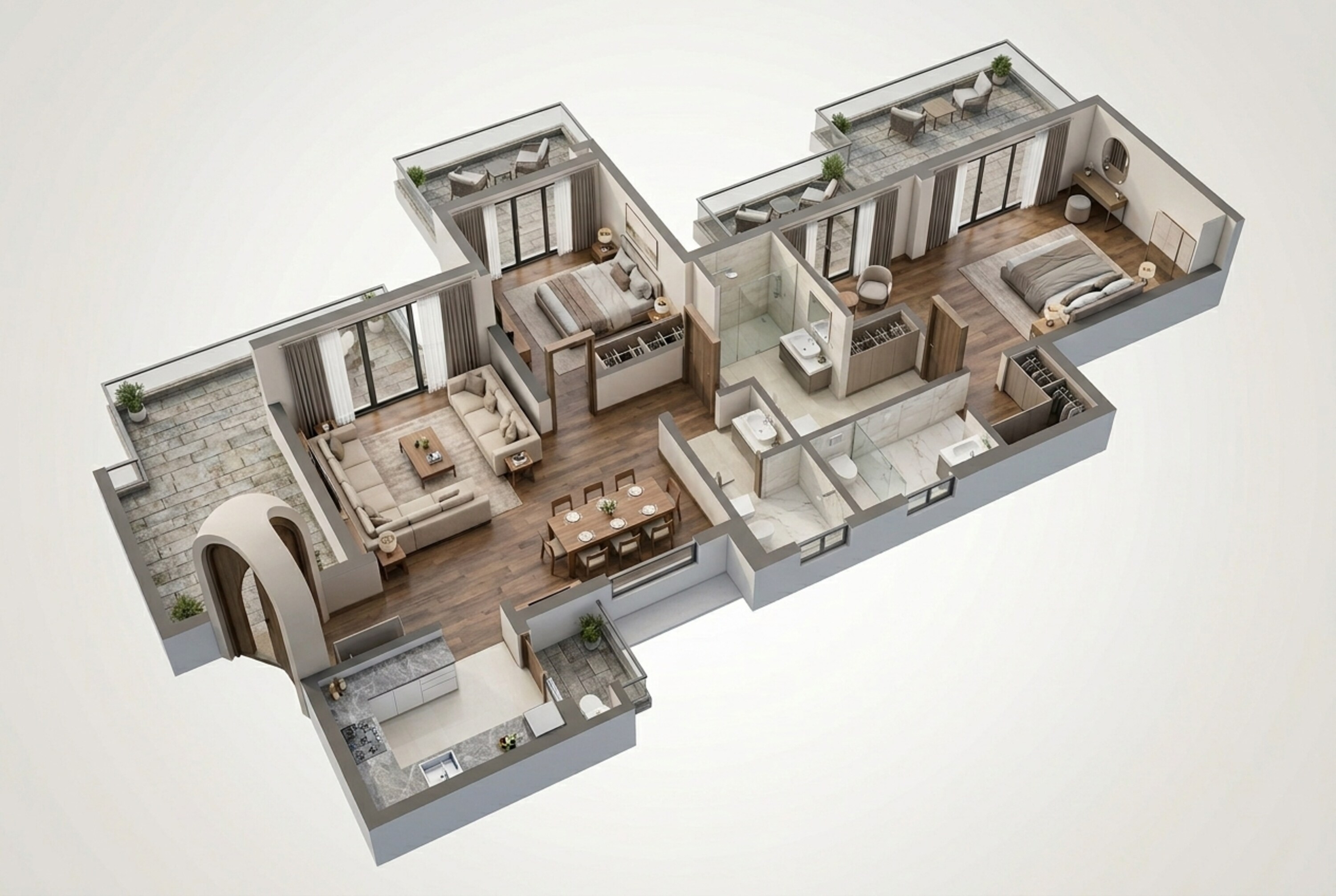Floor plan of 2 BHK 1528 Sq. Ft. Apartment in Godrej Nature Plus, Gurgaon