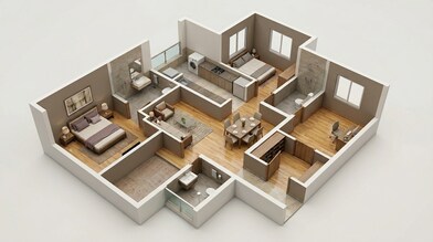 Floor plan of 2 BHK 804 Sq. Ft. Apartment in Lodha Codename Big Win, Mumbai