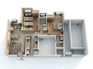 Floor plan of 2 BHK 942 Sq. Ft. Apartment in Godrej Seven, Kolkata