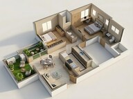 Floor plan of 3 BHK 1052 Sq. Ft. Apartment in Godrej Seven, Kolkata