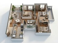 Floor plan of 3 BHK 1282 Sq. Ft. Apartment in Godrej Seven, Kolkata