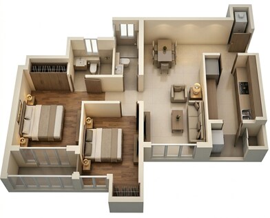 Floor plan of 2 BHK 517 Sq. Ft. Apartment in Piramal Vaikunth Vyan, Thane