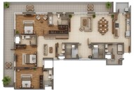 Floor plan of 3 BHK 2985 Sq. Ft. Apartment in Mahindra Luminare, Gurgaon